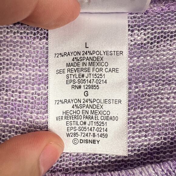 DISNEY PARKS Womens L Purple Minnie Mouse Sunglasses Lightweight Stretch Sweater - Picture 5 of 9